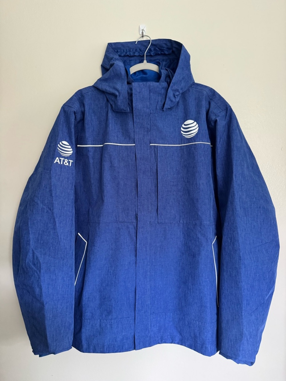 AT&T Image Solutions Employee Work Wear Hooded Jacket - Men's Large Coat - Blue